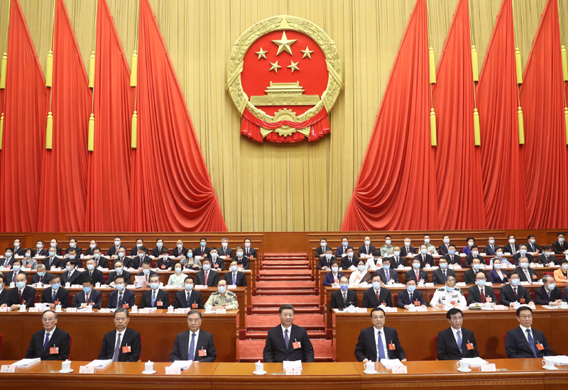 5月22日，第十三届全国人民代表大会第三次会议在北京人民大会堂开幕。党和国家领导人习近平、李克强、汪洋、王沪宁、赵乐际、韩正、王岐山等出席，栗战书主持大会。新华社记者 鞠鹏 摄